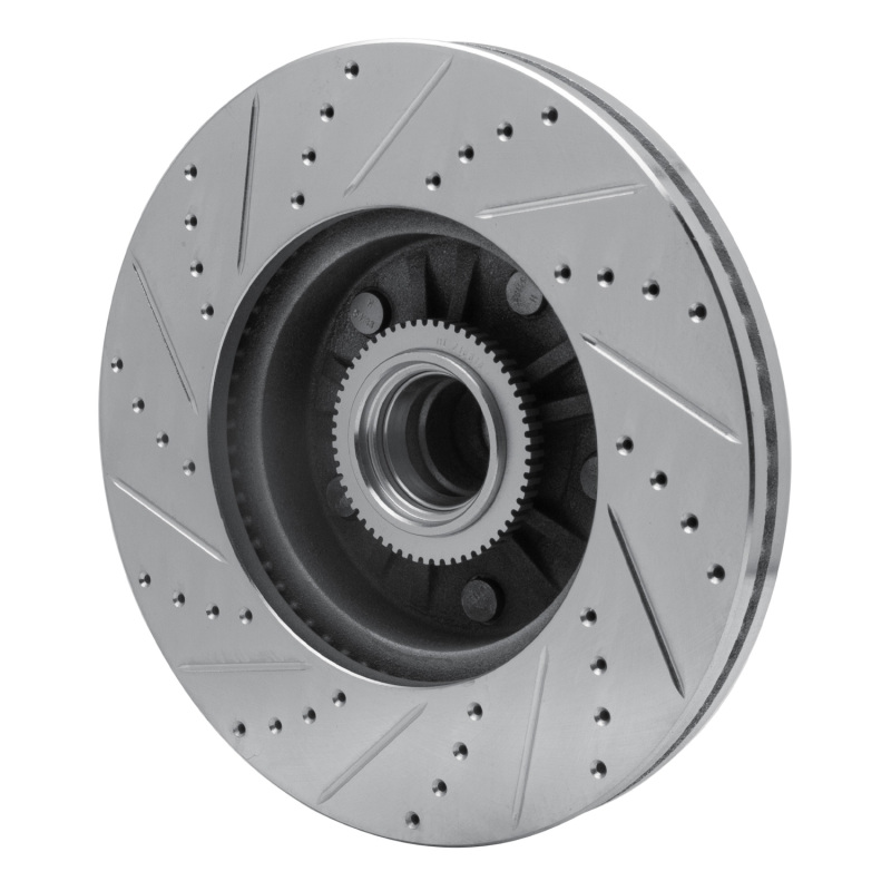 Ford E-150 Club Wagon Brake Rotor (1) - Front Right - R1 Concepts - Drilled & Slotted - Silver - `04-`06